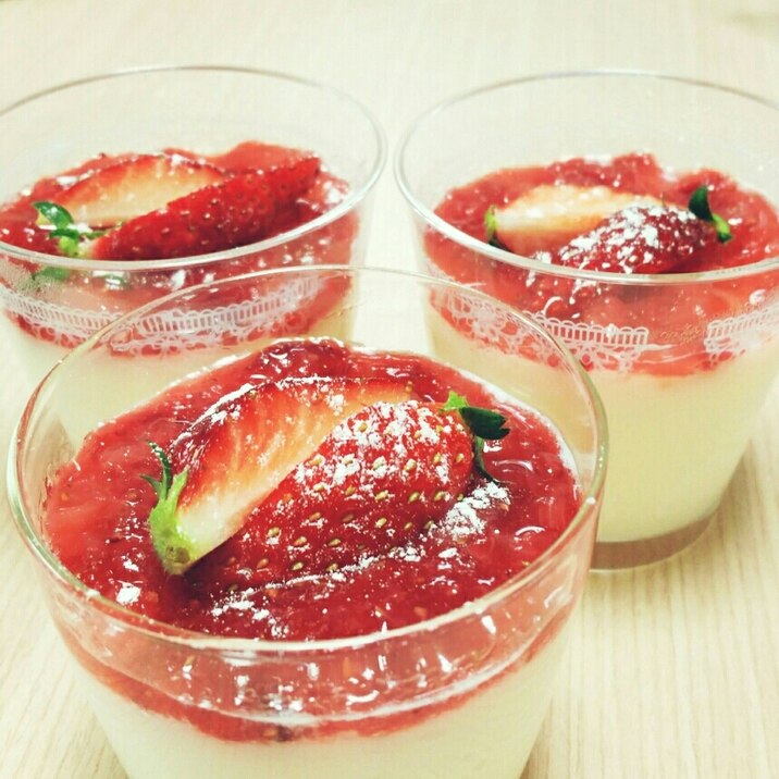 【簡単】苺のミルクプリン